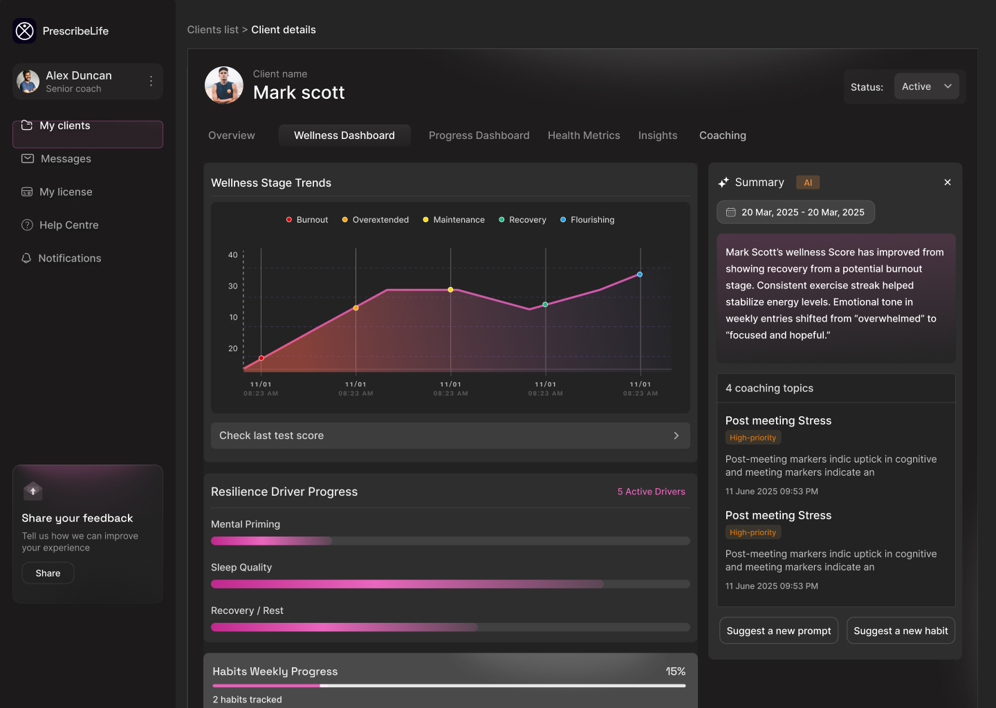Coaching Portal Dashboard